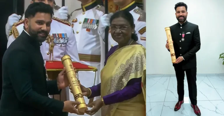 WATCH: Rohit Sharma receives prestigious Padma Shri from President Droupadi Murmu