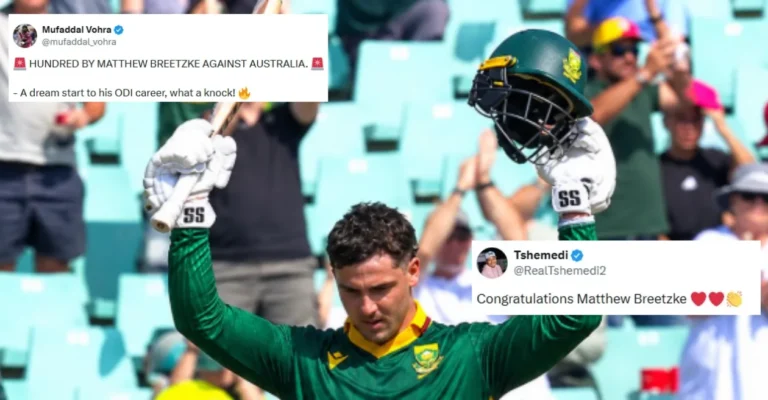 Fans erupt as Matthew Breetzke scores stunning century against Australia in 1st ODI